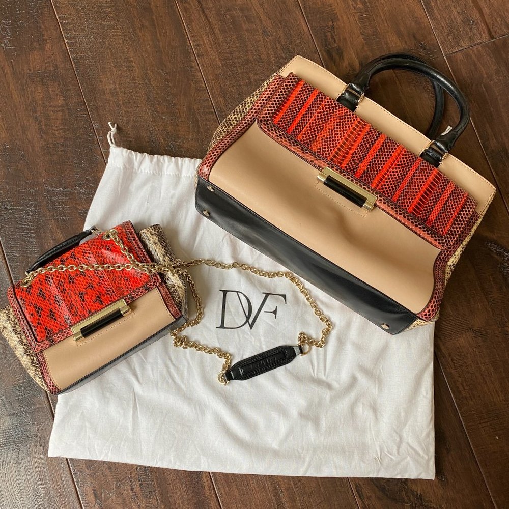 Bundle- Dvf Black Python Shoulder Bag & Tote! - image 3